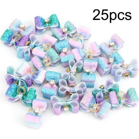 Nœuds pour poils d'animaux domestiques, accessoires de toilettage en polyester, plusieurs couleurs, nœuds pour chat, bande élastique, chiot, pour Halloween, fête de Noël (1/5)