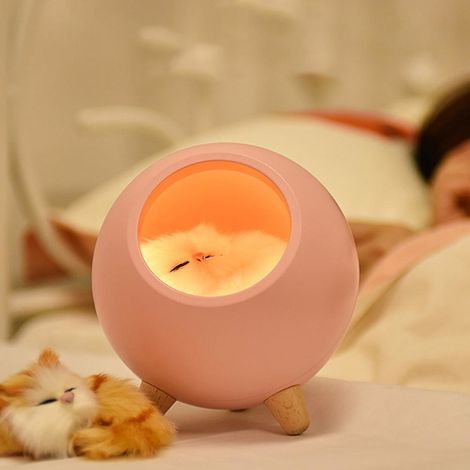 Filiyano – lampe de chevet rechargeable – Veilleuse LED Cat House, lampe de chevet rechargeable USB à intensité variable, blanche (1/4)