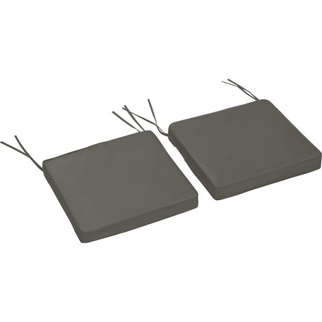 Set of 2 Garden Chair Cushions Ties, 45 x 45 cm Replacement Cushions for Outdoor Furniture, Dark Grey (1/5)