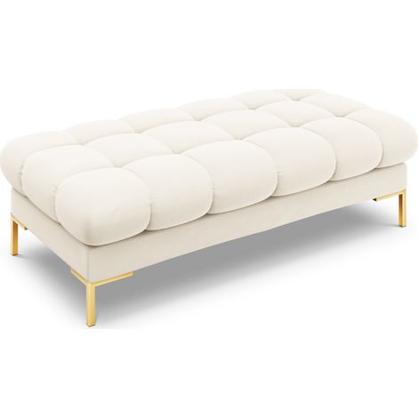 Banc 2 places en velours beige clair (1/5)