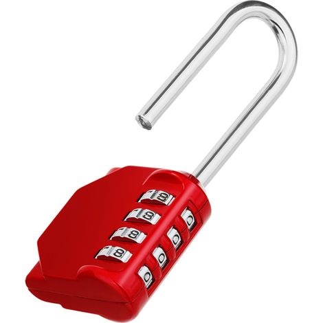 Long Cadenas Pour Vestiaire Sport, Code 4 Chiffres, Extérieur, Gym, Collège, Scolaire Armoire, Escape Game (1 Pièce, Rouge) (1/5)