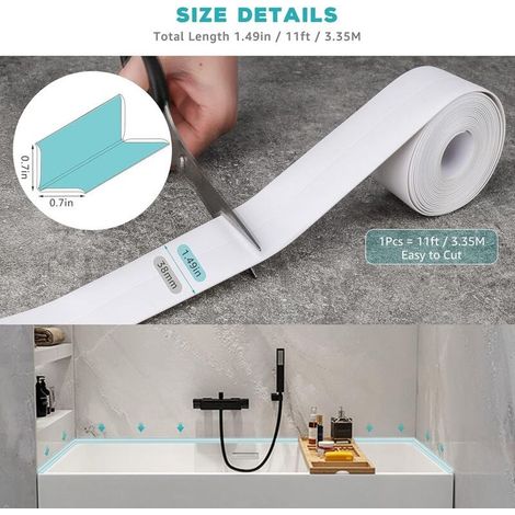 Weißes Silikon-Dichtmittel für Badezimmer, Badewannen und Ecken, wasserdichtes Klebeband, schimmel- und wasserabweisend, weiches Klebeband, geeignet für Küche, WC und Ecken (1/5)