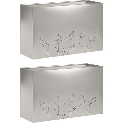 Cache-pot de jardin 2 pc Argenté 80 x 20 x 49 cm vidaXL (1/5)
