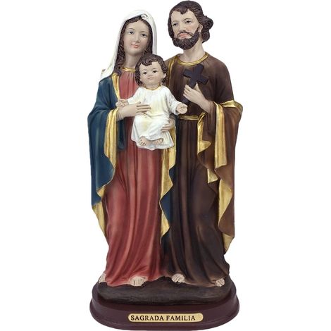 Statuina della Sacra Famiglia in Resina - Decorazione Religiosa in Stile Classico