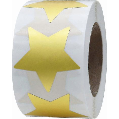 Autocollants étoiles dorées pour récompenser les enfants - Étiquettes étoiles métallisées - 3,8 cm (1,5 pouce) - 500 au total par rouleau (doré) P20250110948 (1/5)