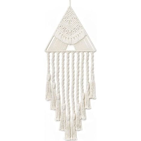 BEBUSINGOTO Attrape-rêves en macramé tissé à suspendre au mur Décoration de porte de chambre (blanc) (1/5)