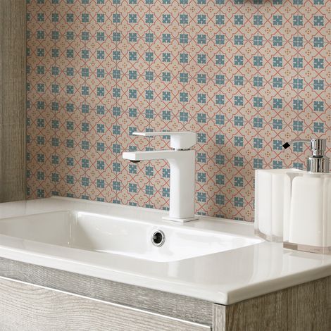 Sticker Mural Carrelage adhésif Cuisine Salle de Bain - 30 STICKERS CARREAUX DE CIMENT AZULEJOS HARMONIA - 30stickers20x20cm (1/5)