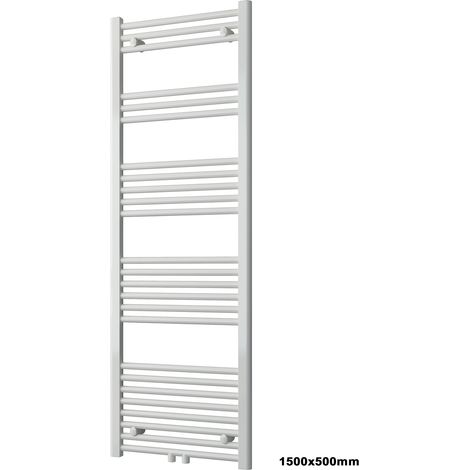 BERNSTEIN - Toallero de baño de diseño en latón - Blanco - R18W - 1500x500mm, Sin toallero, kit de conexión blanco 1500x500mm, Sin toallero, Con juego de conexión blanco