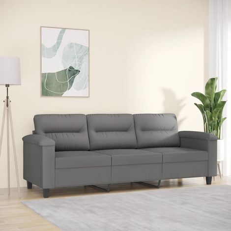 vidaXL Canapé à 3 places Gris foncé 180 cm Tissu microfibre (1/5)