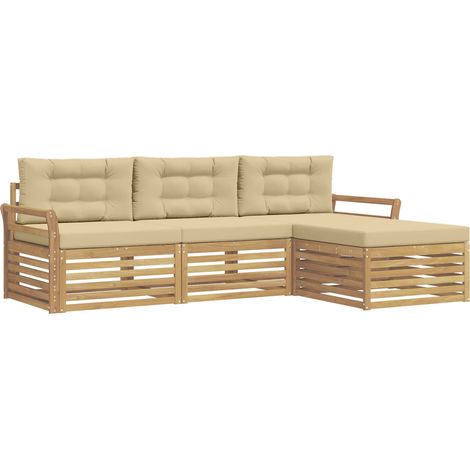 Set di divani da esterno 4 pz 3-Posti Bianco e Beige vidaXL (1/5)