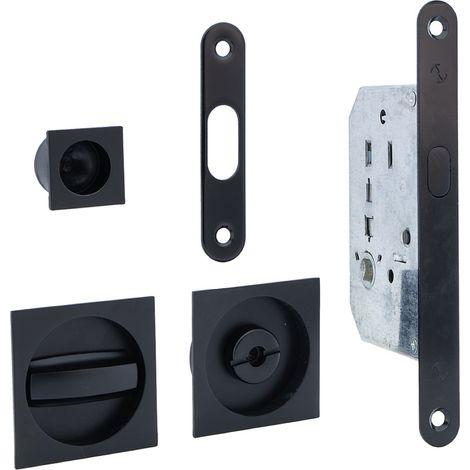 Kit puerta corredera condena uñero negro picaporte 16mm (1/3)