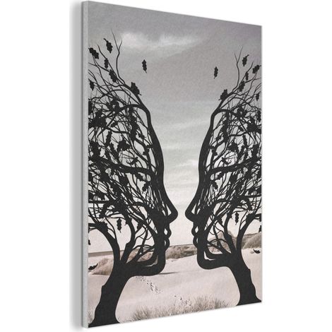 QUADRO ACUSTICO Spiaggia - Mare - Persone - Albero - Arte moderna 60x80 cm (1/5)