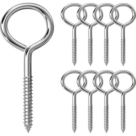 8 Pièces M8 Piton à Visser en Acier Inoxydable 304 Vis à œillets Rond Auto Taraudeuse Vis à Anneau Crochets à Oeil Boulon à œil 100mm (1/5)