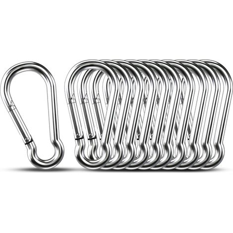 Moschettoni piccoli, confezione da 10 robusti moschettoni da 4 cm (1,57 pollici), realizzati in acciaio inossidabile 304, perfetti per campeggio ed escursionismo. Clip in metallo per corde, catene, po