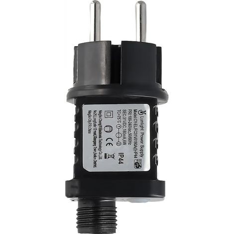 Clignoteur pour Guirlande Lumineuse 31V 6W avec Prise Clignotante, 8 Modes de Fonctionnement et Fonction Minuterie, Transformateur LED Étanche IP44 pour Éclairage de Jardin et Rideau Lumineux (1/5)
