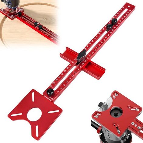 Porte-outil de fraisage multifonctionnel 4 en 1, gabarit de fraisage multifonctionnel en aluminium, cercle de fraisage réglable en aluminium pour la découpe de cercles. (1/5)