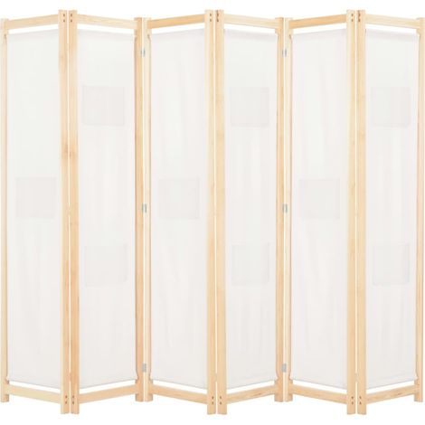 Cloison de séparation 6 panneaux Crème 240 x 170 x 4 cm Tissu (1/5)