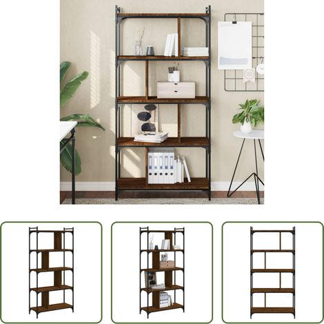vidaXL Étagère bois -  Bibliothèque 5 niveaux chêne brun 76x32x158cm bois d'ingénierie (1/5)