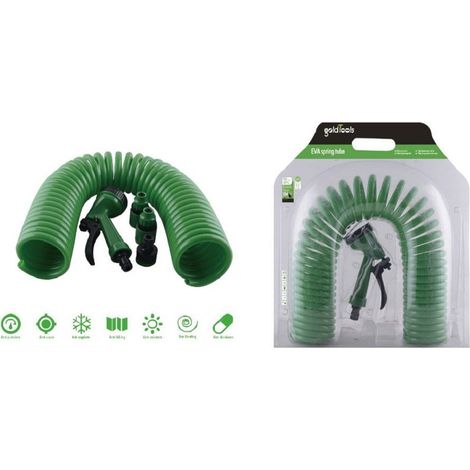 Kaela - Tubo Flessibile Spirale Molla 10 Mt Con Pistola Innaffiare Giardino Pompa 57518 - (1/2)