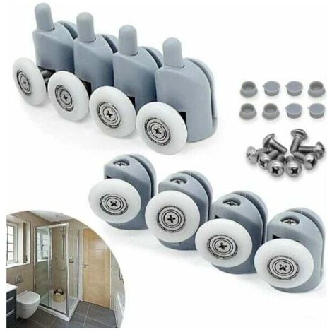 Lot de 8 Roulettes Coulissantes Porte, 23mm Galet Rouleau Roulette Roue pour Cabine Salle de Bain (1/4)