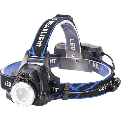 Phare LED Puissant Rechargeable Lampe de Poche Avant Phare Réglable 3 Modes Panneau Avant LED avec Câble USB et 2 Batteries 18650 Pêche Vélo Randonnée Course Camping Une Pièce (1/2)