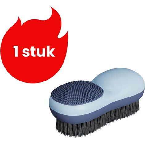 1 pièce brosse à lessive double face poils doux sans abîmer les vêtements prise confortable brosse de nettoyage multifonction couleur bleue (1/5)