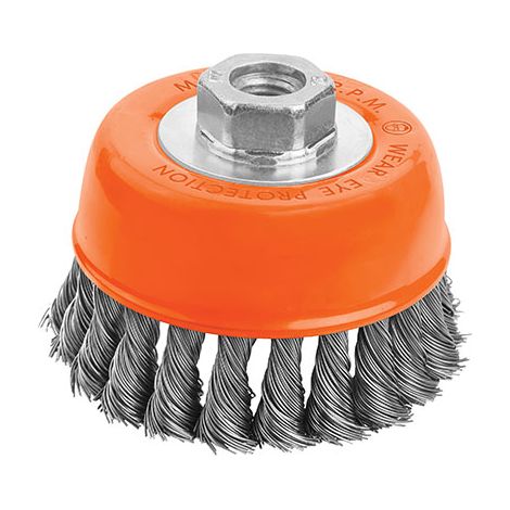 SPAZZOLA ACCIAIO RITORTO A TAZZA + FIL 7701 WOKIN - MM 125 F.M14 770105- 2 pezzi