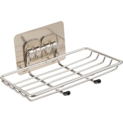1 Porte-savon en acier inoxydable, fond creux, installation adhésive, pour salle de bain cuisine douche (1/5)