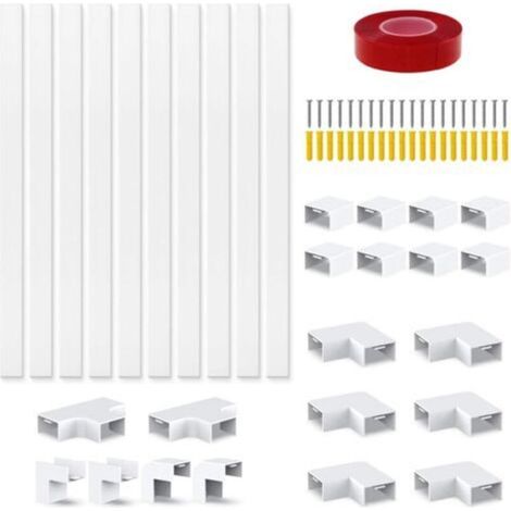 Goulotte Cable, 10 Pièces de 40 cm de Long Cache Fil TV Mural, 20 X 10 mm Cache Cable Blanc, avec Matériel de Montage, pour Dissimuler Les Câbles des Haut-parleurs et des Lampes (1/5)