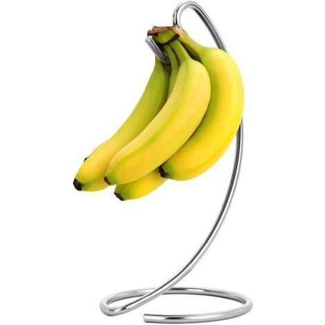 Support pour bananes moderne en nickel brossé – Support mural ou sur plan de travail pour conserver les bananes fraîches et organisées en cuisine (1/3)