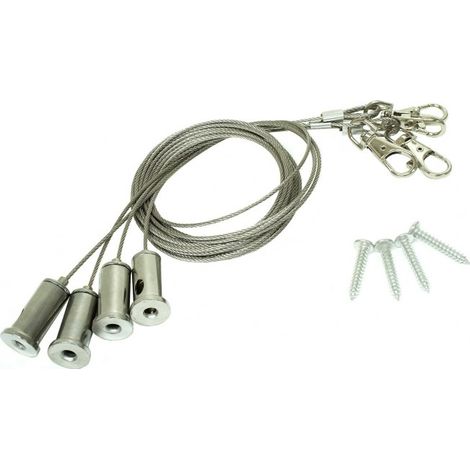 Kit câbles suspension Dalles LED – Compatible DeliTech® – 4 crochets pour fixation – Longueur ajustable pour installation facile