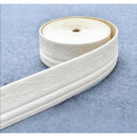 Autocollant mural de ligne de base auto-adhésif blanc, ligne de taille décorative en PVC, imperméable et antisalissure au bas du mur (1/5)