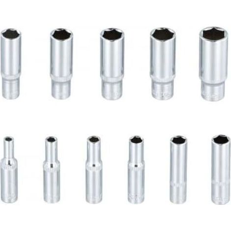 Lot de 11 Douilles Longues, Coffret Douille Longue, Jeu Hexagonales, 4-14mm, 50 mm long, Hexagonales - (1/5)