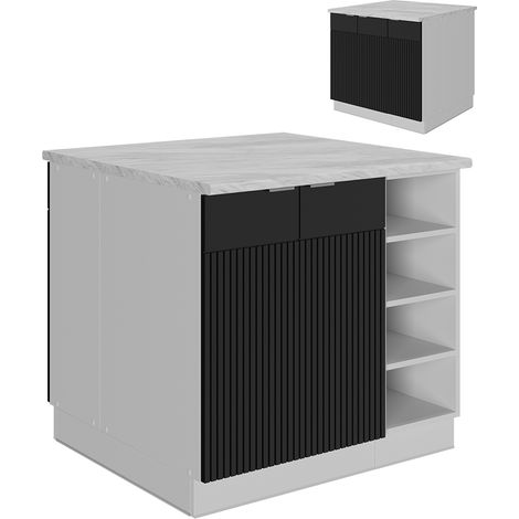 Isola cucina Fame-Line, Nero rigato, 90 cm senza piano di lavoro, Vicco