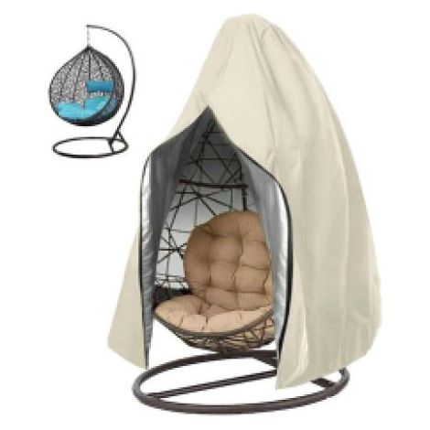 Housse de Chaise Suspendue Oeuf Suspendu Exterieur Jardin Bache de Protection 210D Oxford-Tissu Imperméable Anti-UV Housse de Protection Fauteuil Suspendu pour Patio (Beige,115x190cm)