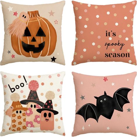 Set 4 Federe per Cuscini Halloween Rosa 40x40 cm Decorative (1/5)