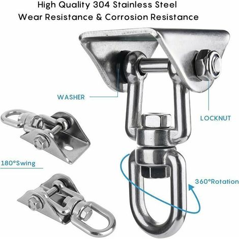 UlisemInnovant Crochet De Plafond avec 304 Acier Inoxydable 500KG Capacité 360° Rotation, Suspension pour Béton Bois Ensembles, Chaise accrochante, Lampe accrochante, Hamac, Yoga, avec 4 Vis de Fixati (1/3)