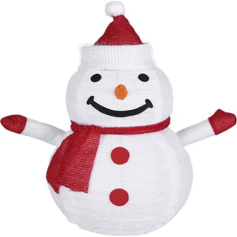 Lámpara de pie con forma de muñeco de nieve, 40 LED, temporizador de 2 etapas, funciona con 3 pilas AA (blanca). (1/5)