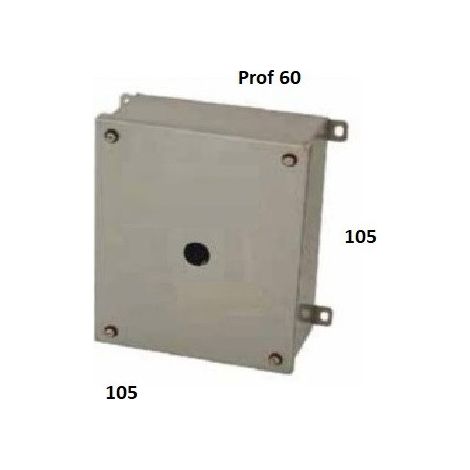 Boitier carré acier inox 105x105x60mm avec 1 perçage Ø 22.5mm sur couvercle pour commande auxilliaire IK10 étanche IP66
