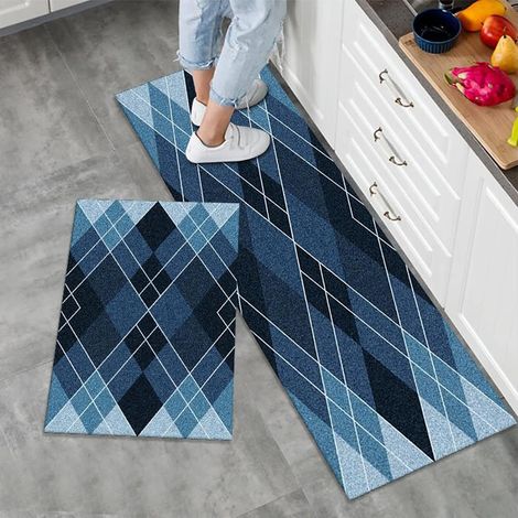 Lot de 2 Tapis de Cuisine Antidérapants, Modernes et Lavables pour Couloir, Salle à Manger et Entrée, 40 x 60 cm + 40 x 120 cm (1/5)