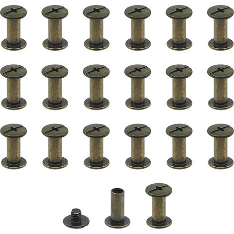 Lot de 20 vis Chicago M5x12mm Vis de reliure Rivet à clous en métal Vis Chicago à tête cruciforme pour ceinture en cuir Bricolage Livre de scrapbooking couleur bronze (1/5)