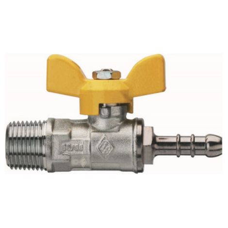 VALVOLA A SFERA PER GAS FIL. M CON PORTAGOMMA E FARFALLA IN ALLUMINIO 1/4"x11 DN 8 RB
