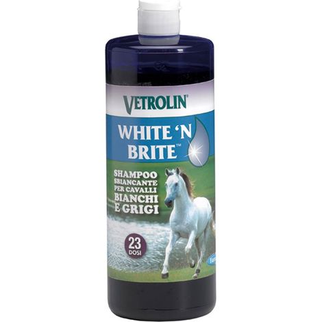VETROLIN WHITE'N BRITE Shampooing blanchissant concentré pour chevaux blancs et gris 946 ml
