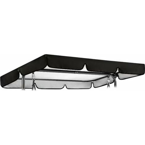 Housse de remplacement pour balancelle de jardin, toit imperméable anti-pluie, voile de protection pour banc suspendu, auvent extérieur avec fixation, balançoire patio 190x132x15 cm, noir (1/4)