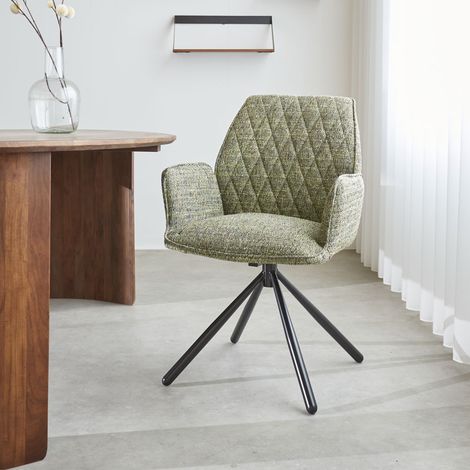 Drehbar Esszimmerstuhl Grünes Novan-Chenille – 180° drehbar (1/5)