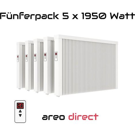 Elektroheizung Fünferpack 5x  1950 Watt Flächenspeicherheizung areo direct  - simples Thermostat - Appsteuerung ohne Zusatzhardware möglich von eVARMO (1/5)