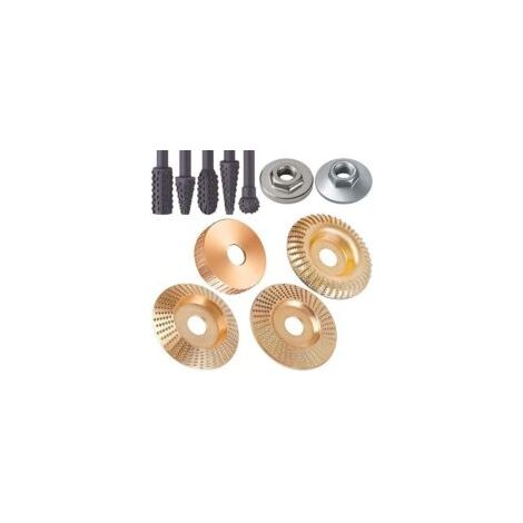 Ensemble de 11 disques de sculpture sur bois, meule d'angle, fraise à bois, râpe, polissage, accessoires pour outils rotatifs - Crezuo (1/4)