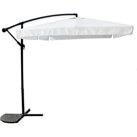 TRADE SHOP - Ombrellone Laterale Da Giardino Protezione Sole 2x3mt Impermeabile Bianco Con Base 223213 - (1/5)