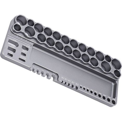 Werkzeugaufbewahrungsständer für RC-Modelle aus Aluminiumlegierung, inklusive Schraubendreher, Schere und anderen Werkzeugen, mit Befestigungslöchern, grau. (1/5)
