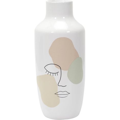 Vase Déco en Céramique "Poésie" 29cm Blanc (1/4)